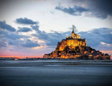 Mont Saint Michel Abbey sunset France