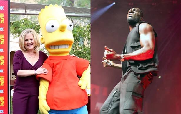 composite image of Bart Simpson actor Nancy Cartwright and Stormzy