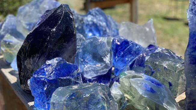 Pile of blue glass chunks in the sun by Jennifer Bourne WordPress Photo Directory