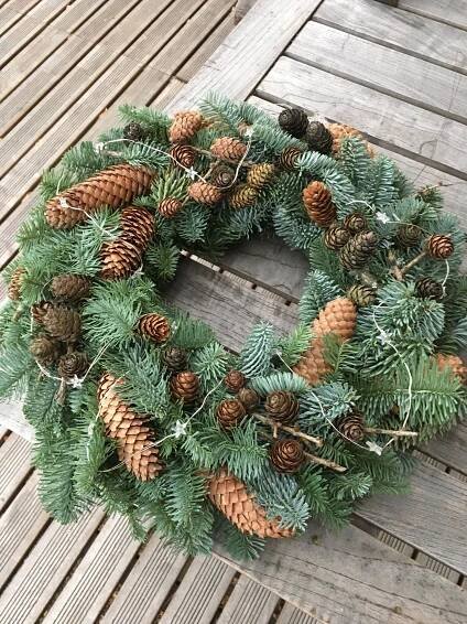 Christmas Wreath with Pine Cones and Needles