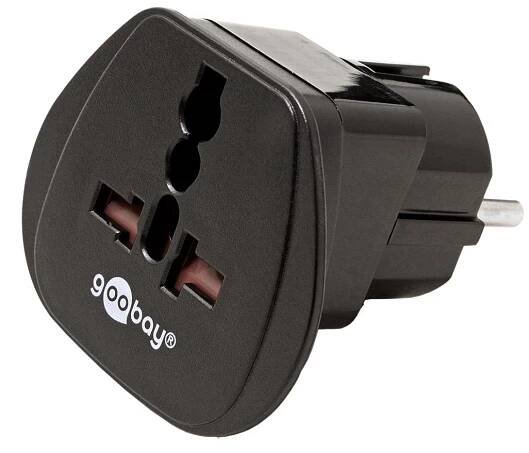 Univerzální cestovní adaptér 230V (UK, CH, I, US -> CZ), černý
