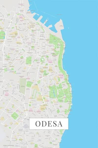 Mapa Oděsa color ǀ Mapy všech měst a států na zeď ǀ Posters.cz 