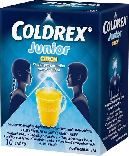 COLDREX JUNIOR CITRON POR 300MG/5MG/20MG POR PLV SOL SCC 10 I