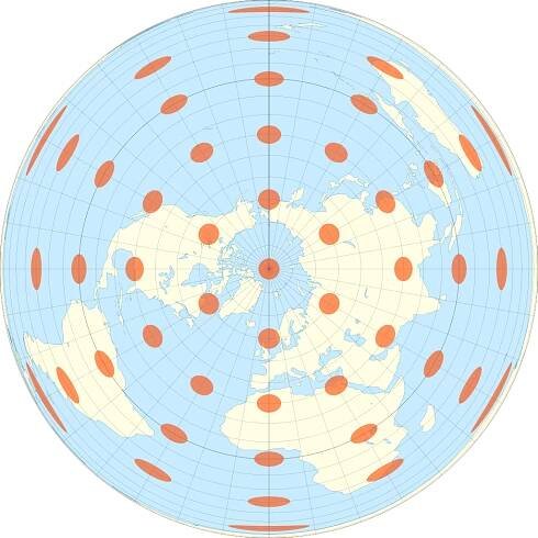 Soubor:Azimuthal Equal-Area with Tissot's Indicatrices of Distortion.svg – Wikipedie