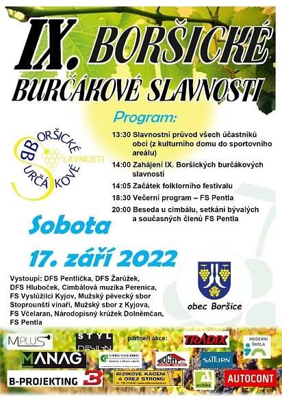 Kulturní akce - Boršické burčákové slavnosti 2022 - Oficiální stránky obce Boršice