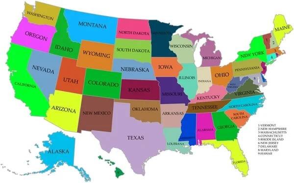 Mapa usa s kompasem — Stock obrázek