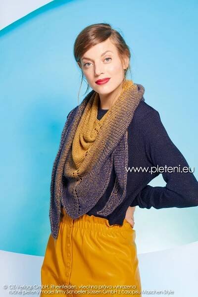 Pletený trojcípý šátek Topaz z příze Delicate Dip Dye značky Austermann