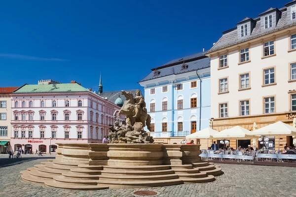 Caesar's Fountain and Horní Náměstí, Olomouc, Moravia, Czechia