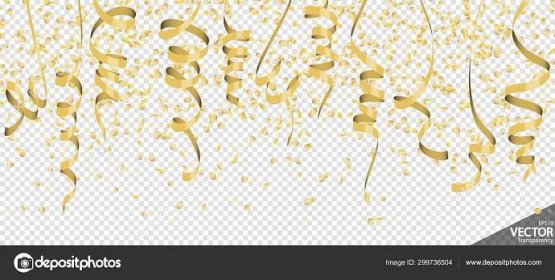 Stáhnout - Ilustrace bezproblémové zlaté barvy konfety a zefektivnění pozadí večírku nebo karnevalu s průhledností v vektorovém souboru — Ilustrace