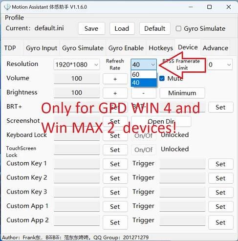 Change the GPD refresh rate