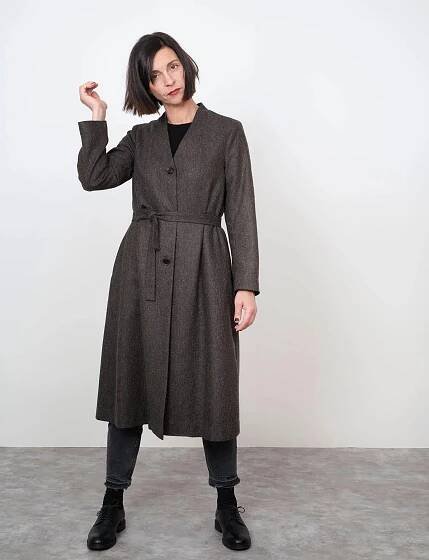 Papírový střih V-Neck Coat