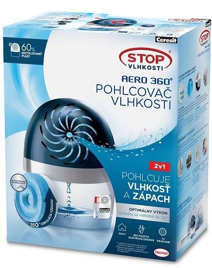 STOP VLHKOSTI AERO 360° Pohlcovač vlhkosti modrý + 1 x 450 g