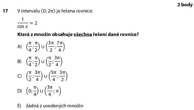 Didaktický test z matematiky - podzim 2022 - zadání úlohy 17
