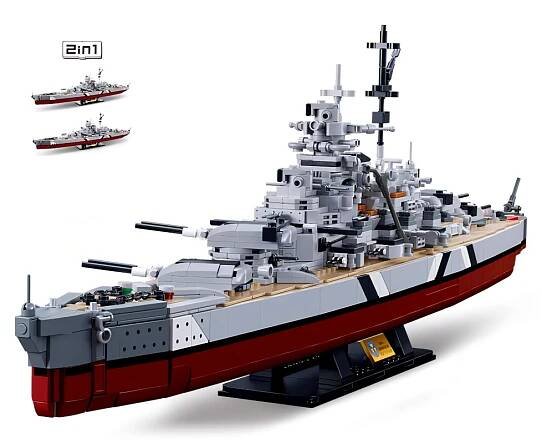 Sluban ModelBricks M38-B1102 Bitevní loď Bismarck 2v1