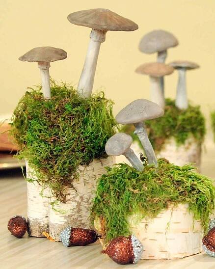 Mushroom Table Decorations & Video | Martha Stewart Hlína, Květinová Aranžmá, Dřevěné Výrobky, Houby, Keramika, Podzim, Zahrada