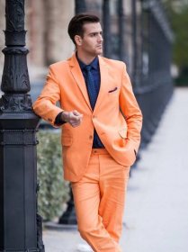 Oranžový pánský oblek|Šití na míru !| HIT Typ jednořadý dvouřadý Frak smokink ostatní