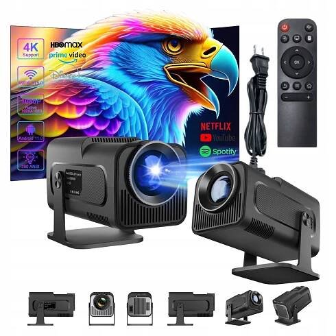 LED projektor Přenosný Projektor na zeď Android WiFi 4K UltraHD Netflix