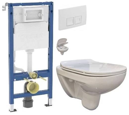 GEBERIT DuofixBasic s bílým tlačítkem DELTA50 + WC bez oplachového kruhu Edge + SEDÁTKO (458.103.00.2 50BI EG1)