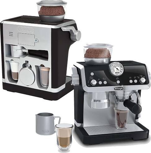 Casdon De'Longhi Little Barista set kávovaru s baňkou a napěňovačem mléka černý/šedý