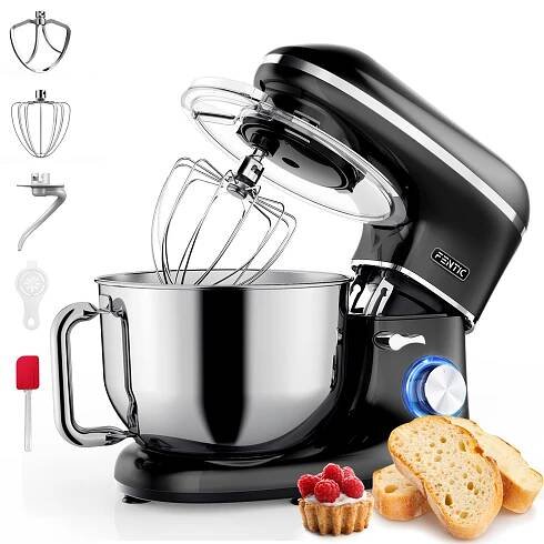 Fentic Kuchyňský Robot 2000W – Mixér, Hnětač, Šlehač, Hnětací Háček, Šlehač Háček, Nerezová Mísa 6,2L, 6 Rychlostí, Pulzní Funkce