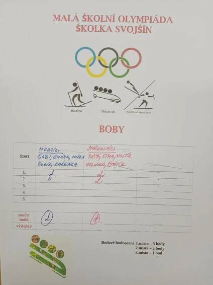 MŠ - olympiáda - Oficiální stránky ZŠ a MŠ Svojšín