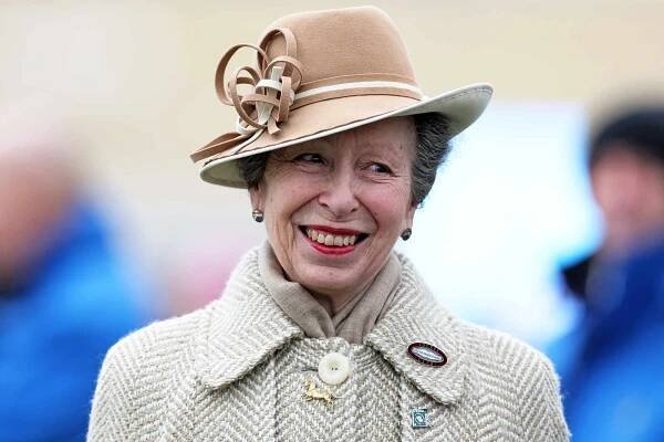 Anne, Princess Royal looks on following the Gallagher Novices Hurdle during day two of the Cheltenham Festival 2024 at Cheltenham Racecourse on March 13, 2024 in Cheltenham, 