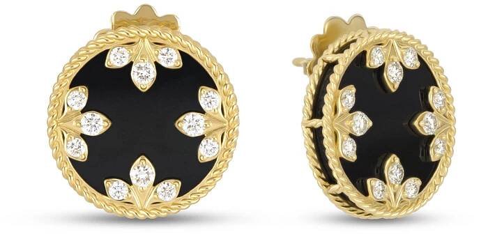 VENETIAN MEDALLIONS EARRINGS WITH DIAMONDS AND BLACK JADE