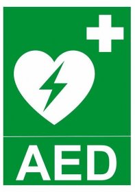 Defibrilátor - nápis AED