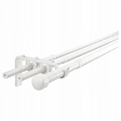 IKEA RACKA / HUGAD Kombinace trojité záclonové tyče, bílá, 120-210 cm