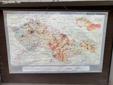 Stará školní mapa - ČSSR - hustota zalidnění - Ostrava - Sbazar.cz