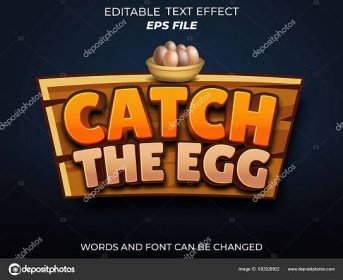 Download - Catch the egg text effect, font editable, typography, 3d text for games. vector template — Illustration