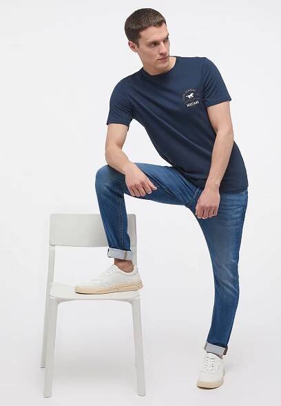 Pánské tričko MUSTANG modré | EXE JEANS | Specialisté na džíny Mustang, Cross, Mavi a další