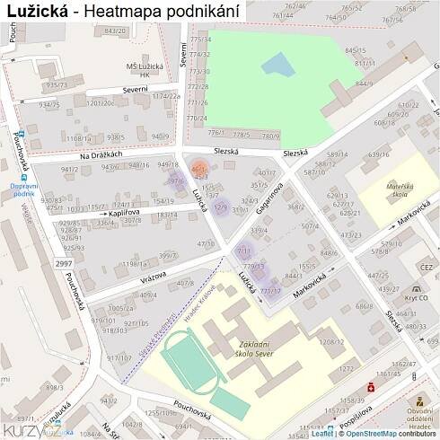 Mapa Lužická - Firmy v ulici.
