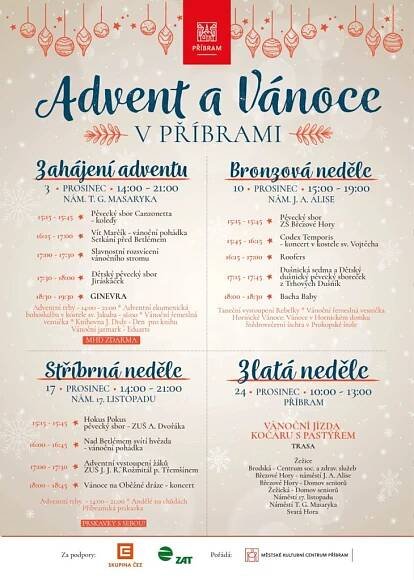 Příbramský advent začíná v neděli 3. prosince. Do Vánoc nás čekají tři adventní zastavení a vánočně ozdobený kočár s pastýři