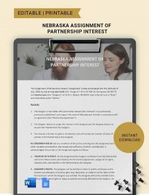 Nebraska Assignment Of Partnership Interest Template