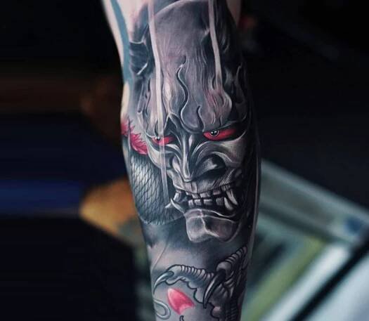 Hannya Mask tattoo on arm