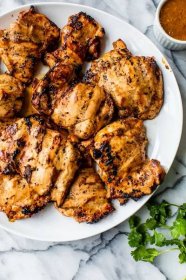 grilled chicken thighs on a platter