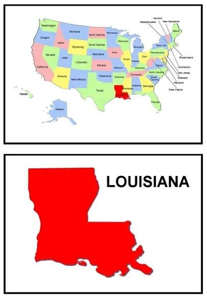 USA státní mapa Louisiany — Stock obrázek