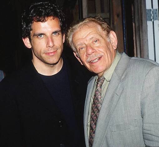 Actor and director Ben Stiller and his father, comedian and actor Jerry Stiller, attend party hosted by NBC at Sconset Playhouse during the Nantucket Film Festival on June 19, 1998 on Nantucket in Massachusetts. 