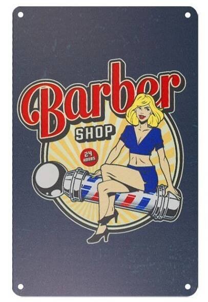 Plechová retro cedule Barbershop B020
