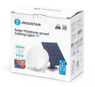 Aigostar - LED Solární stropní svítidlo LED/3,2V 3000K/4000K/6500K IP65 + DO | Svět svítidel 