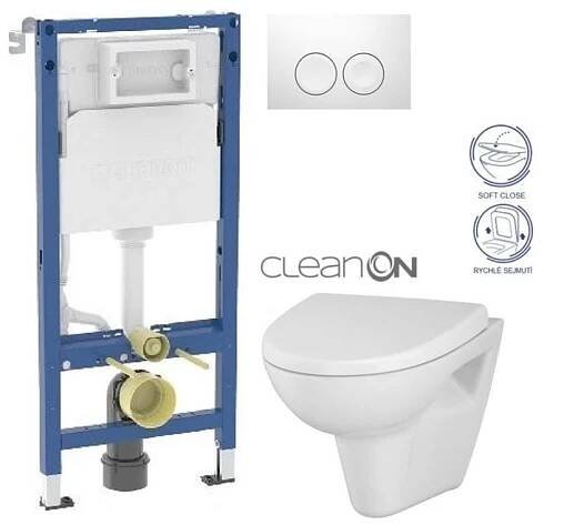 GEBERIT DuofixBasic s bílým tlačítkem DELTA21 + WC CERSANIT CLEANON PARVA + SEDÁTKO (458.103.00.2 21BI PA1)