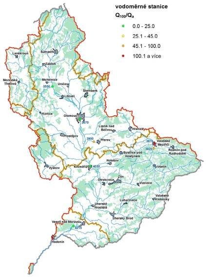 Obr. I.1.4 - Poměr průtoků Q100/Qa