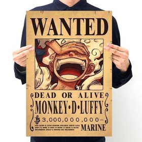 Nové anime One Piece Luffy 3 miliardy Bounty Wanted Plakáty Čtyři císaři Kid Akční figurky Vintage dekorace na zeď Plakát Hračky