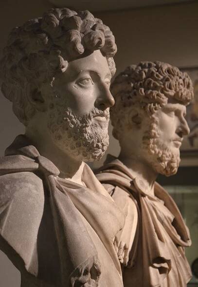 Busts of Marcus Aurelius and his co-ruler Lucius Verus