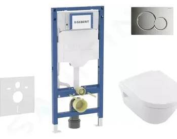 Splachovací tlačítko Geberit Duofix Set předstěnové instalace, klozetu Architectura a sedátka softclose, tlačítko Sigma01, lesklý chrom, SANI11CK1101