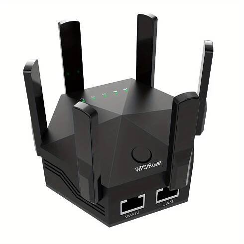 WiFi Extender Booster Repeater for Home & Outdoor, WiFi Range Extender 1200Mbps, WPS Wireless * Strong Penetrability with Ethernet Port, 6 Antenn