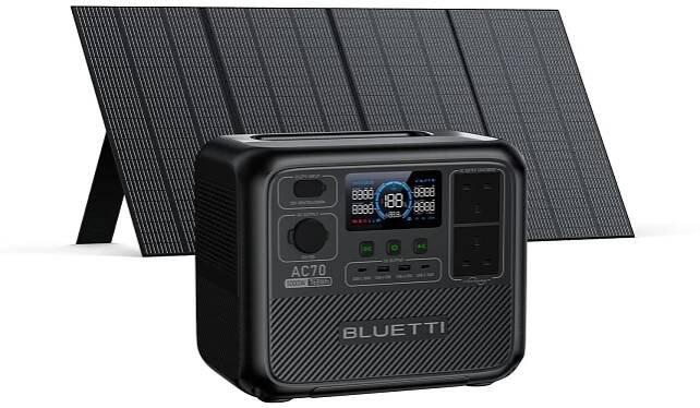 BLUETTI BLUETTI AC70+PV350 Solar Generator 1000W/768Wh LiFePO4 for Camping, Emergency