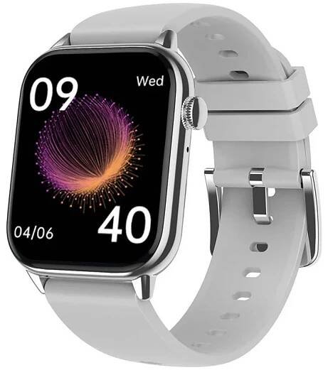 Chytré hodinky Madvell Pulsar s bluetooth voláním a EKG stříbrná s šedým silikonovým řemínkem