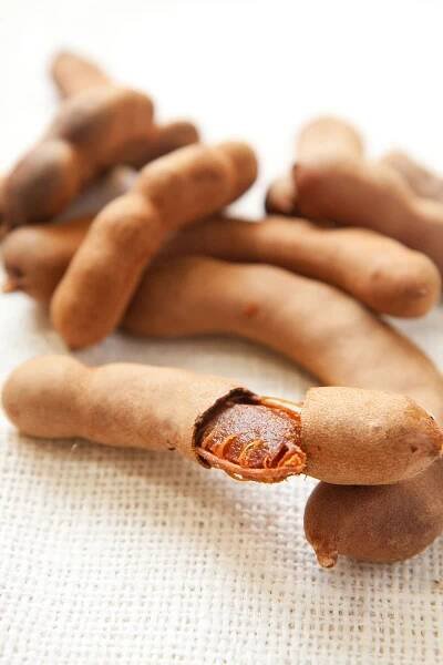 tamarind pods on a beige background